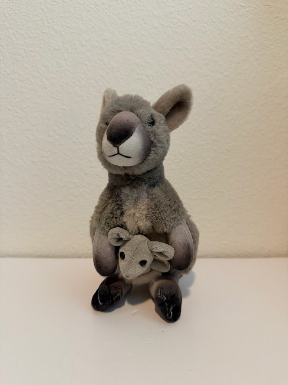 Wild Republic Kangaroo Plush Stuffed Animal with Baby Joey Pouch Grey 12"